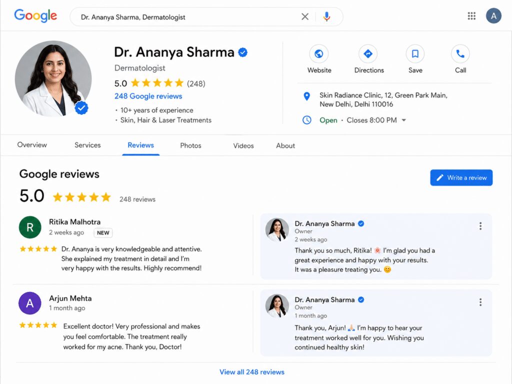 patient review management for doctors