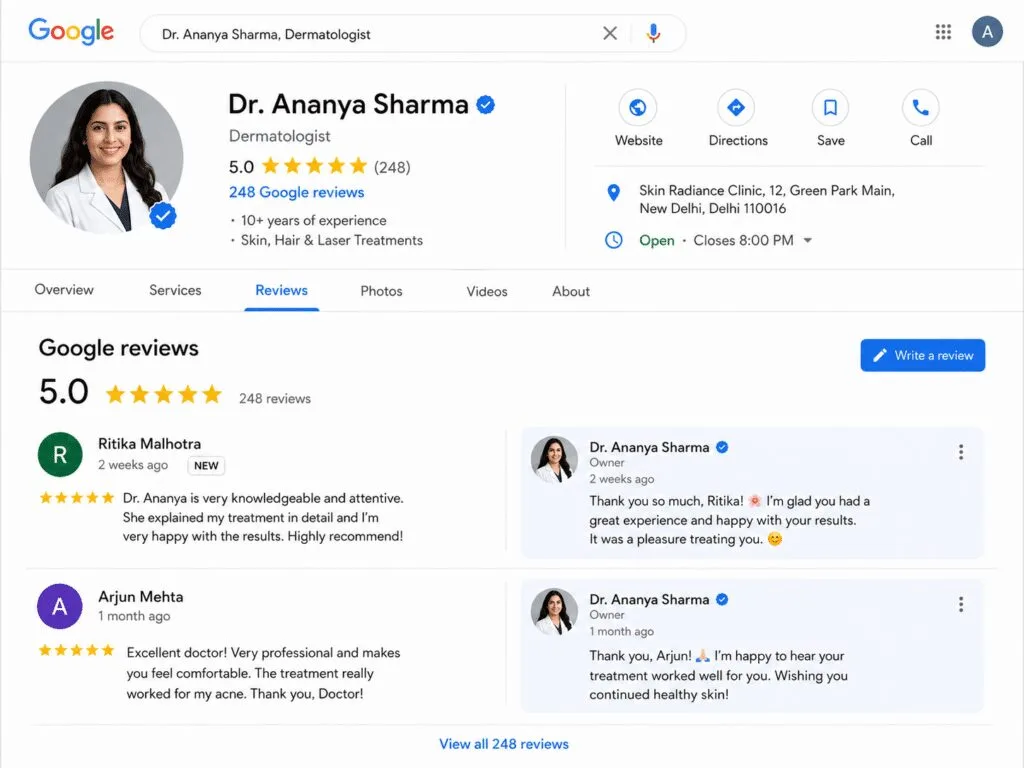 patient review management for doctors